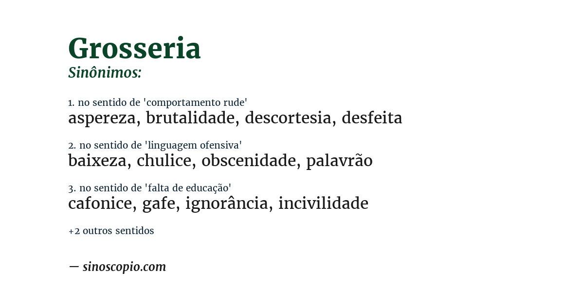 Sinônimo de grosseria