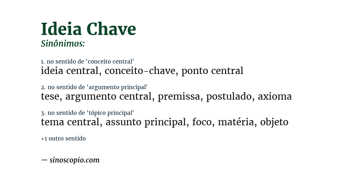 Sinônimo de ideia chave