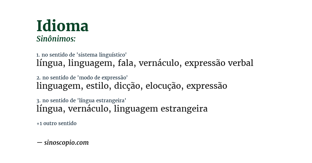 Sinônimo de idioma