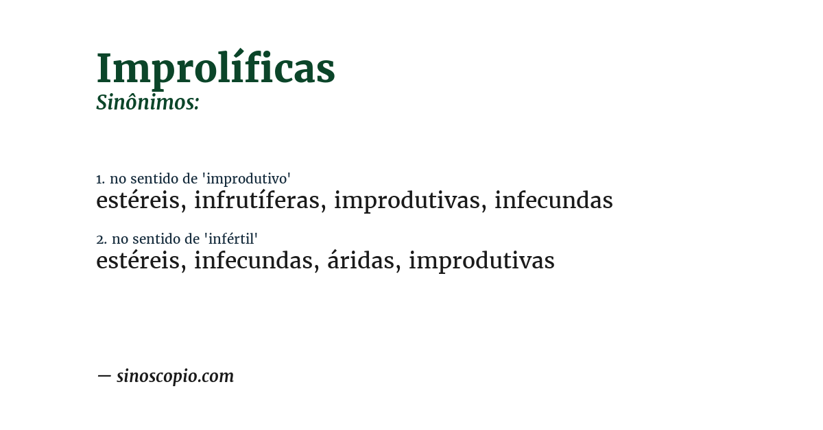 Sinônimo de improlíficas