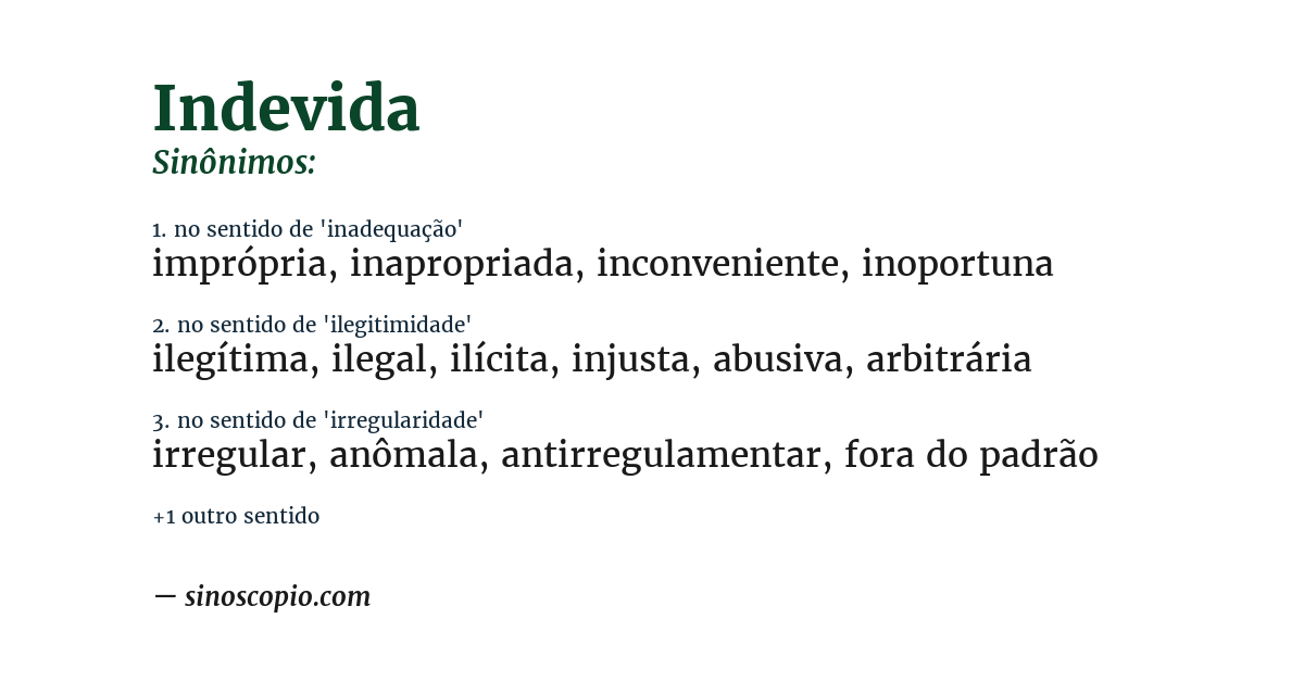 Sinônimo de indevida