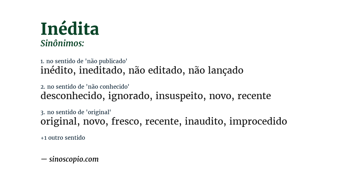 Sinônimo de inédita