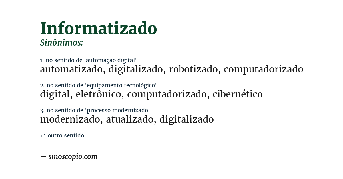 Sinônimo de informatizado