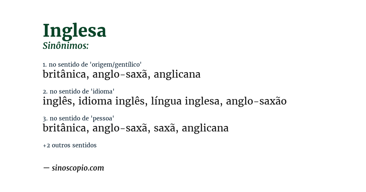 Sinônimo de inglesa