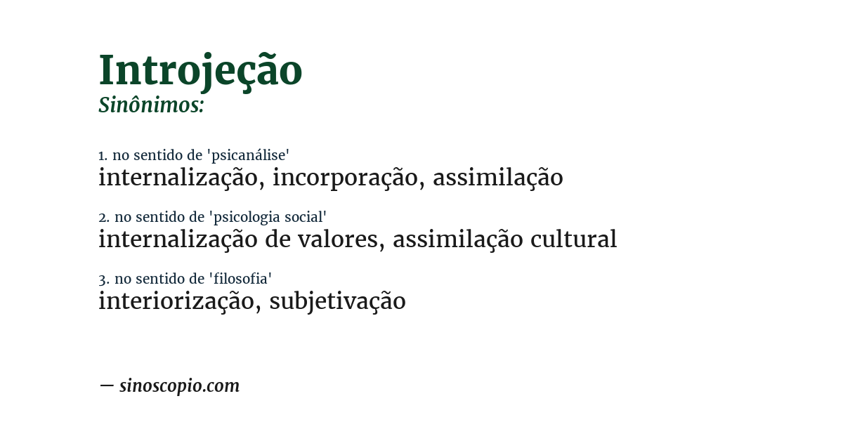 Sinônimo de introjeção
