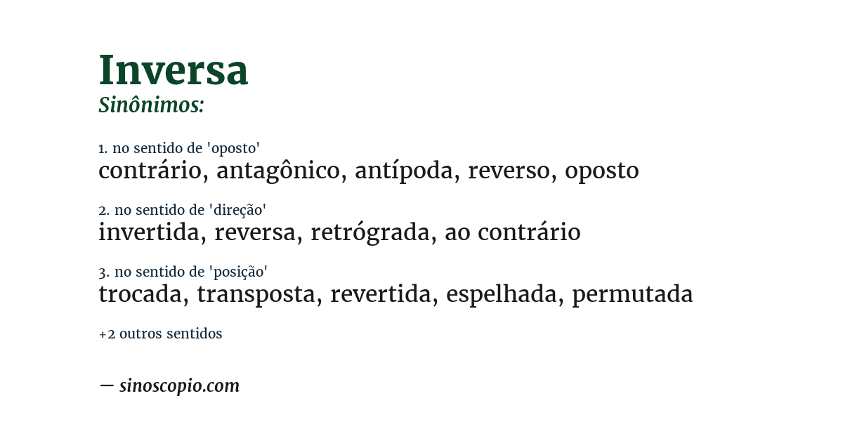 Sinônimo de inversa