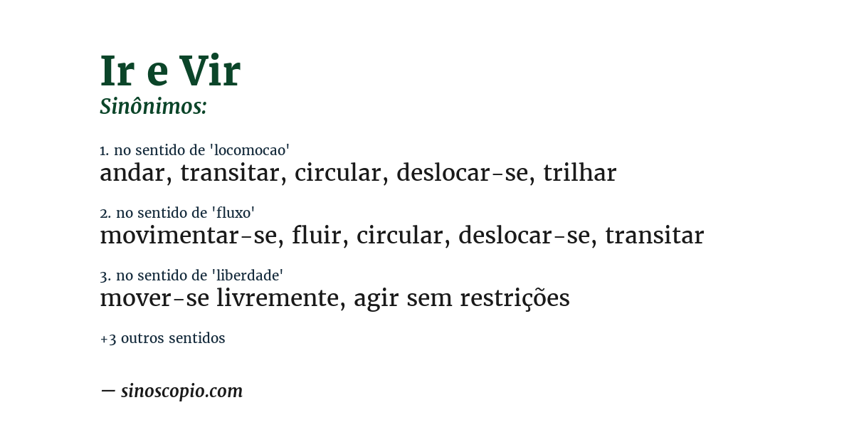 Sinônimo de ir e vir