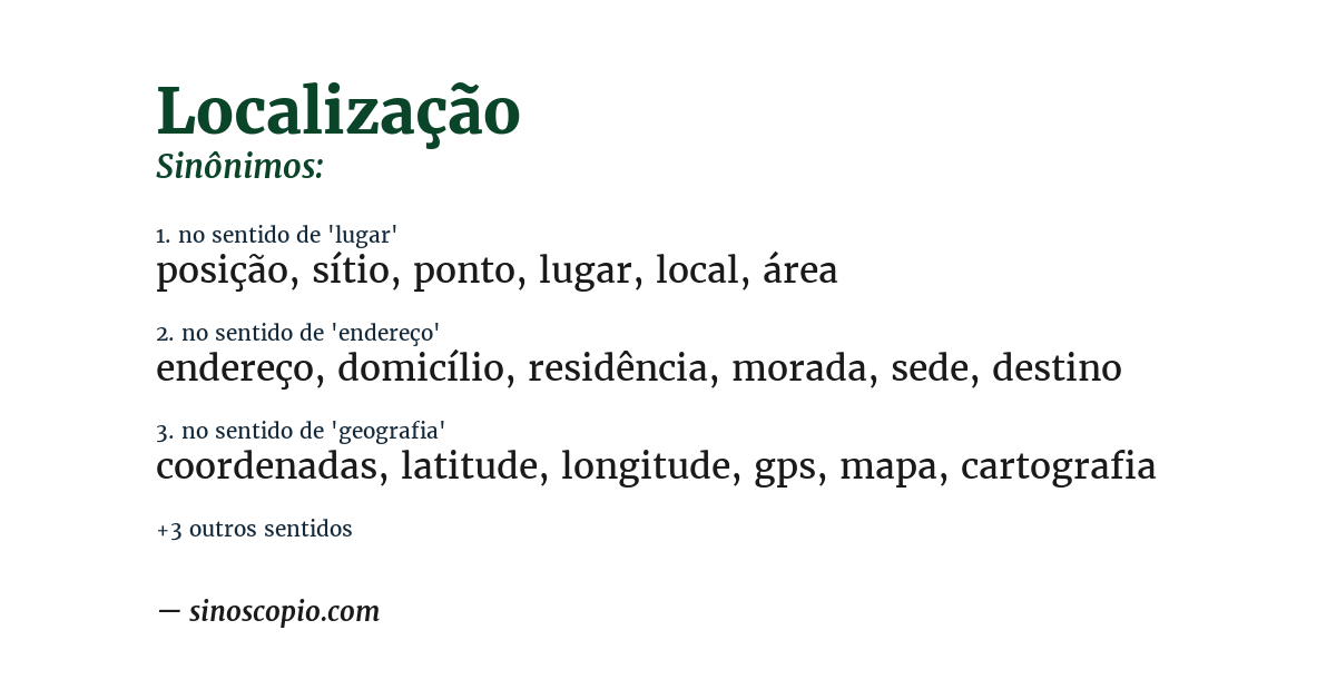 Sinônimo de localização