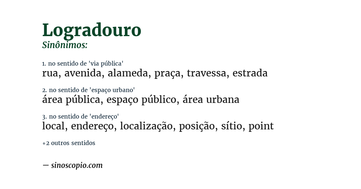 Sinônimo de logradouro