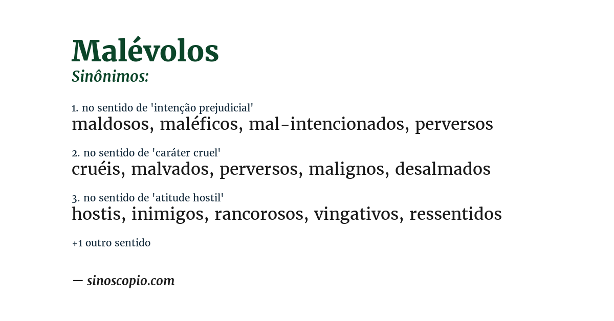 Sinônimo de malévolos
