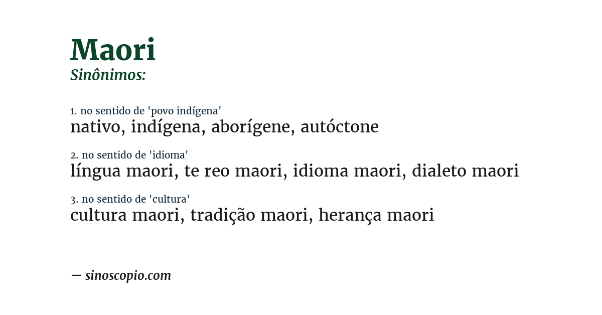 Sinônimo de maori