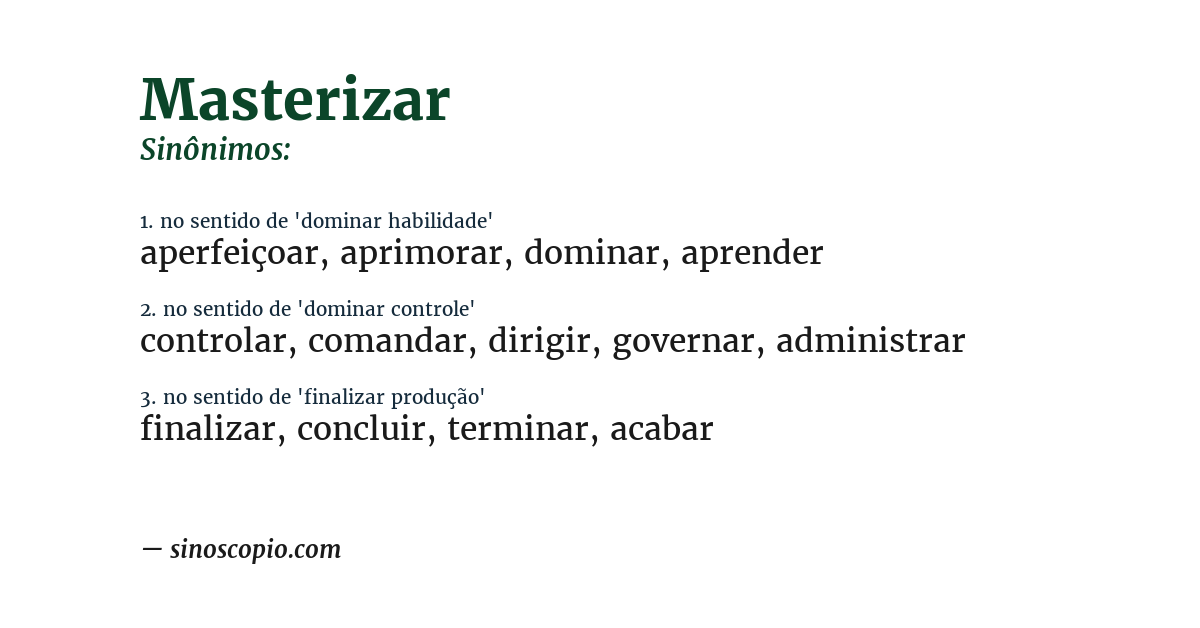 Sinônimo de masterizar