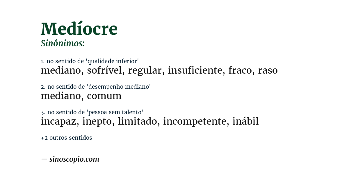 Sinônimo de medíocre