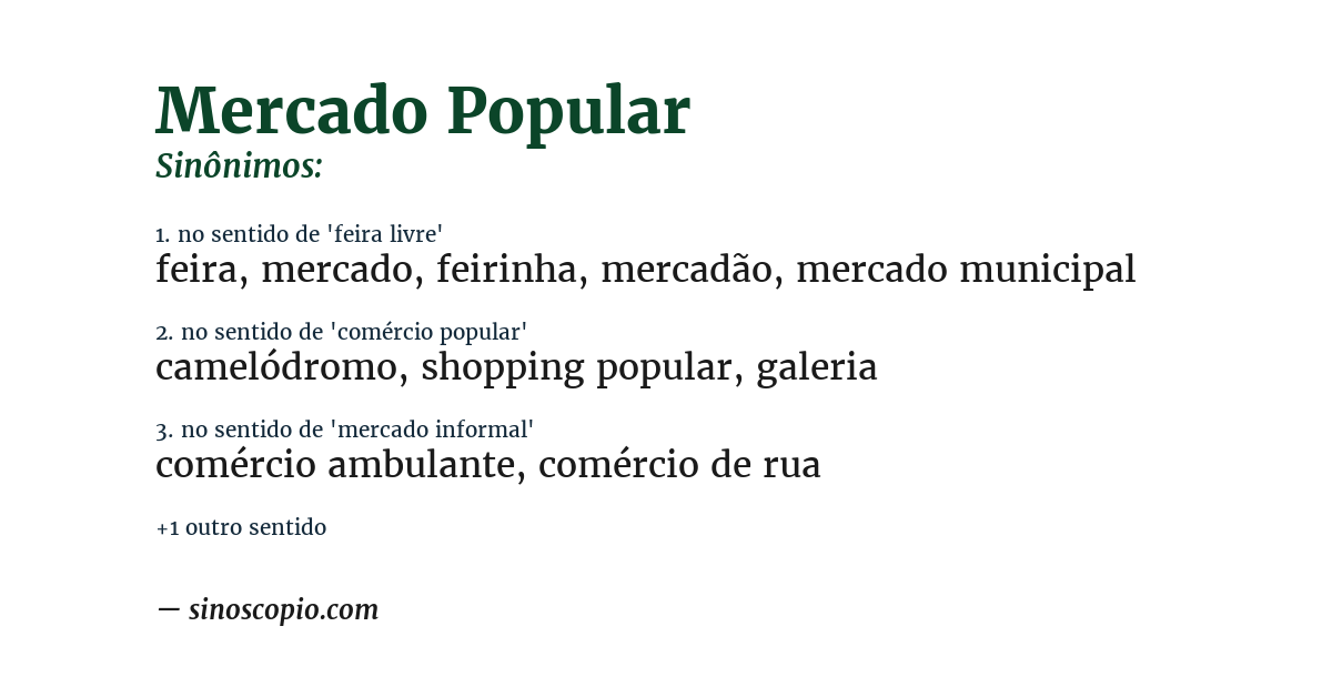 Sinônimo de mercado popular