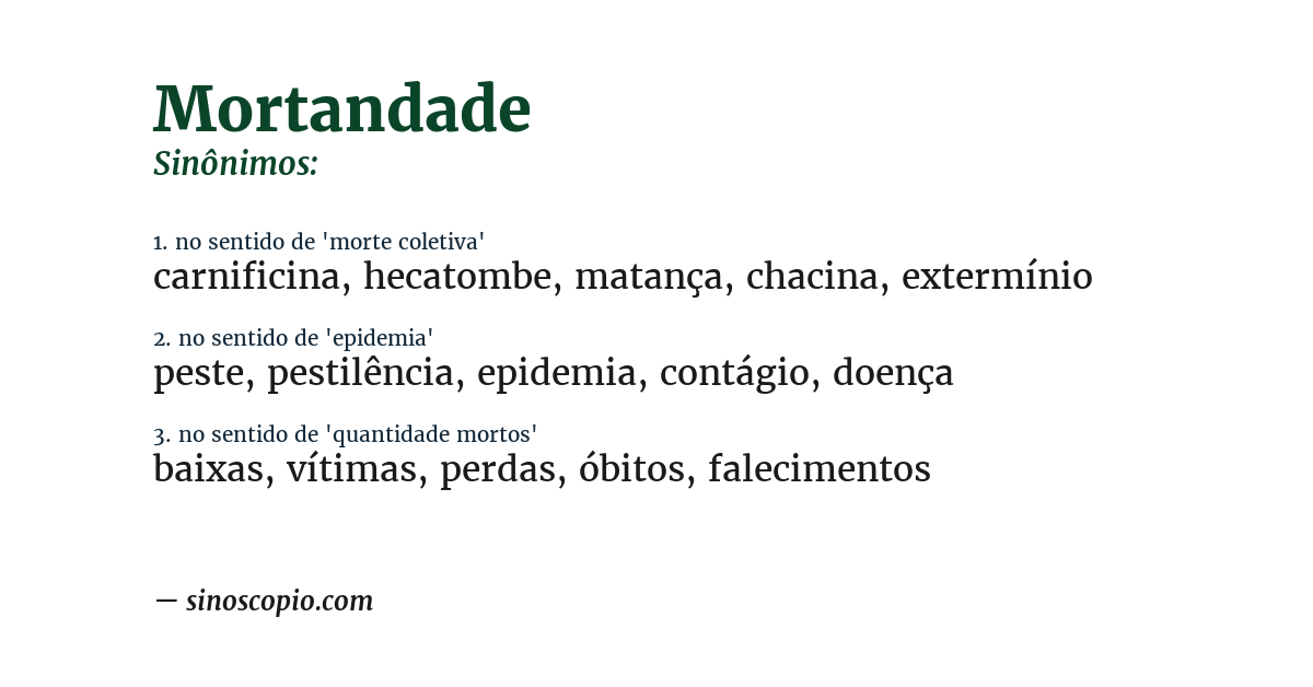 Sinônimo de mortandade