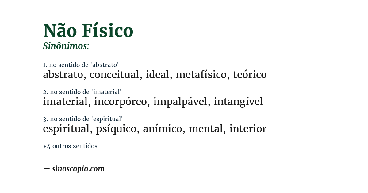 Sinônimo de não físico