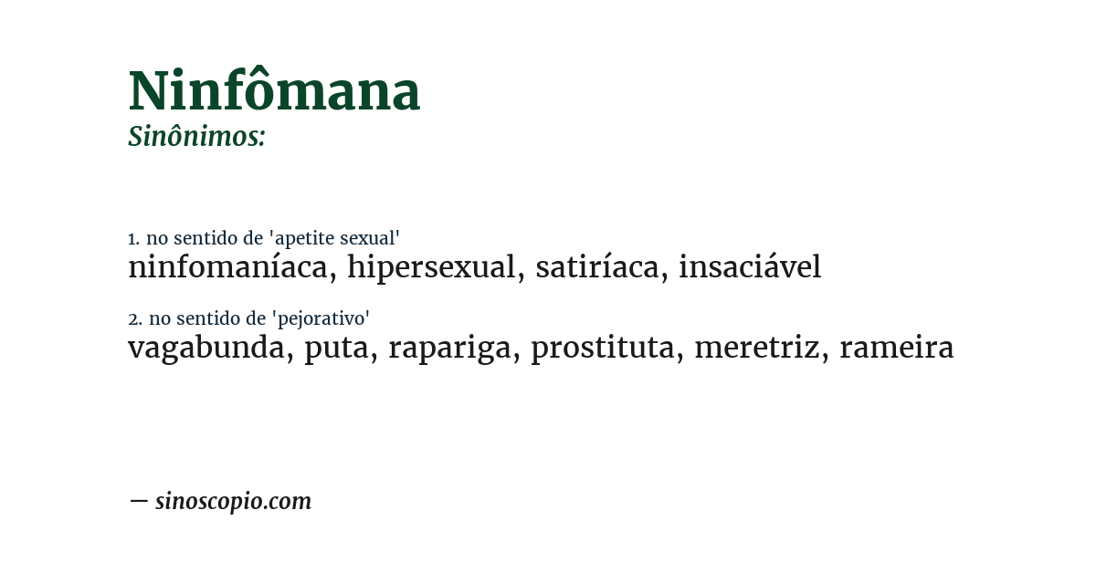 Sinônimo de ninfômana