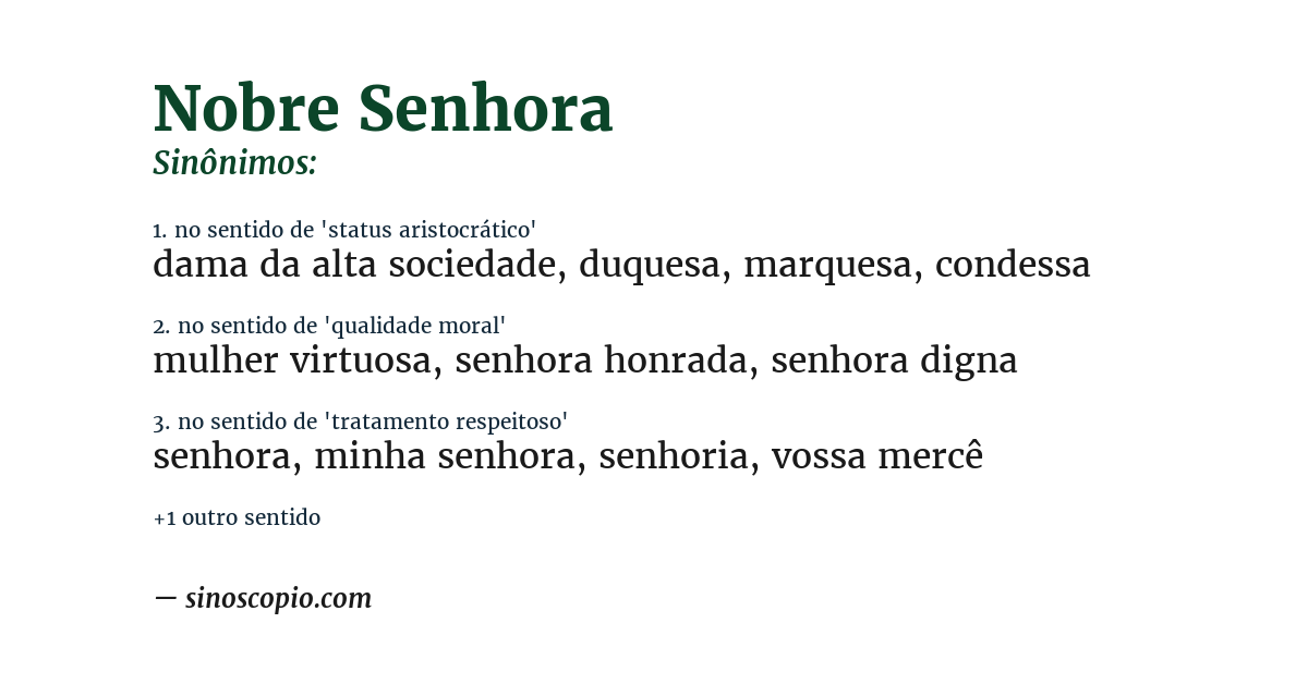 Sinônimo de nobre senhora