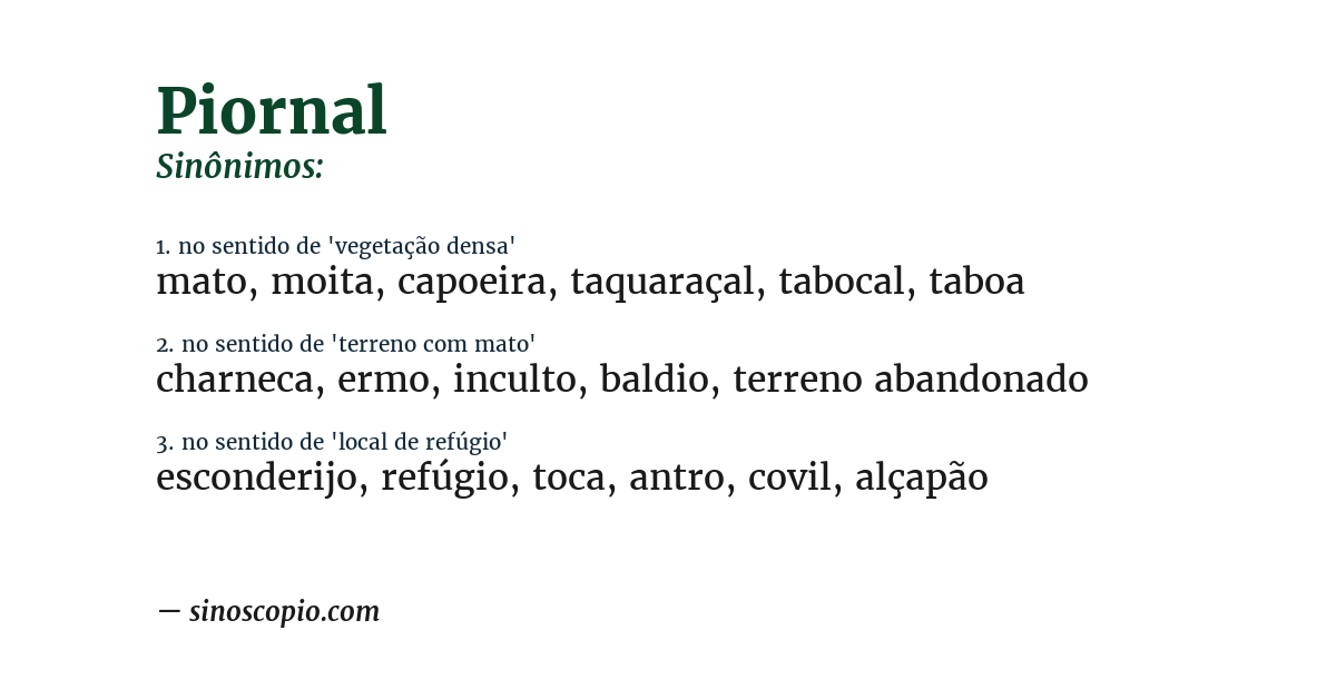 Sinônimo de piornal
