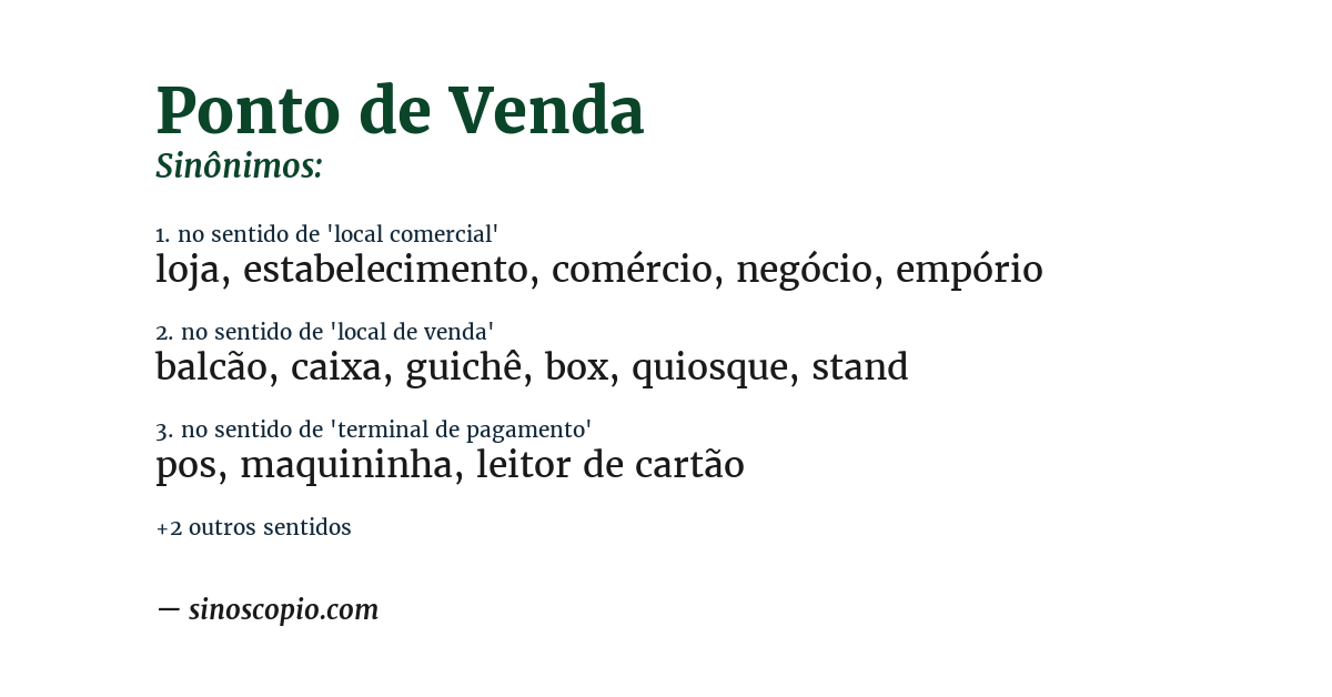 Sinônimo de ponto de venda