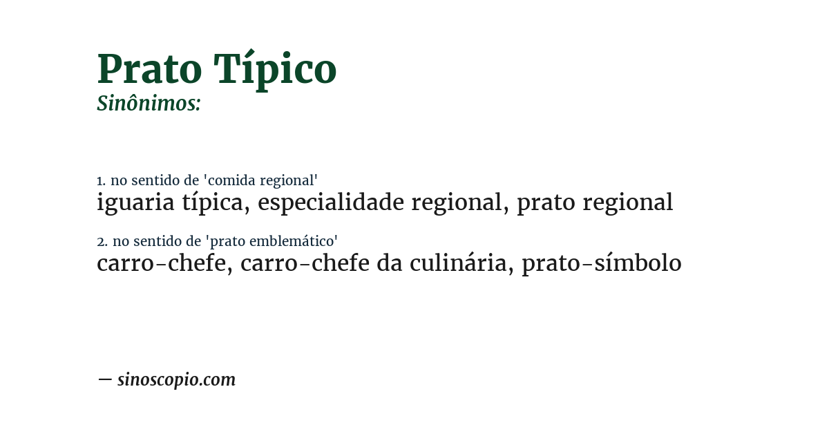 Sinônimo de prato típico