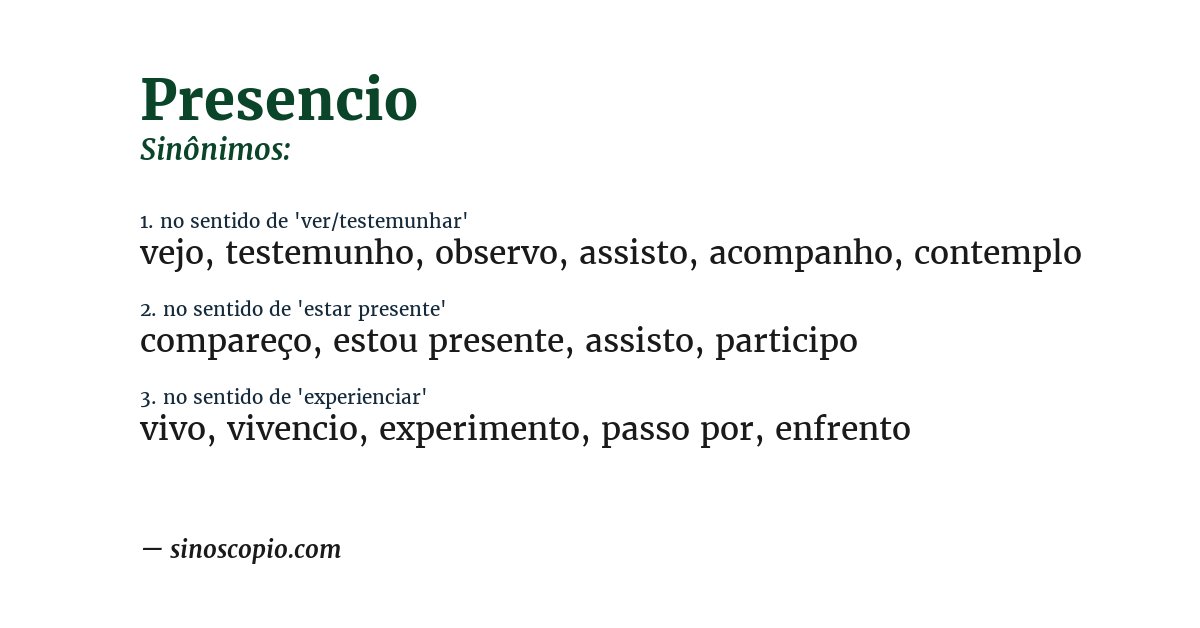 Sinônimo de presencio