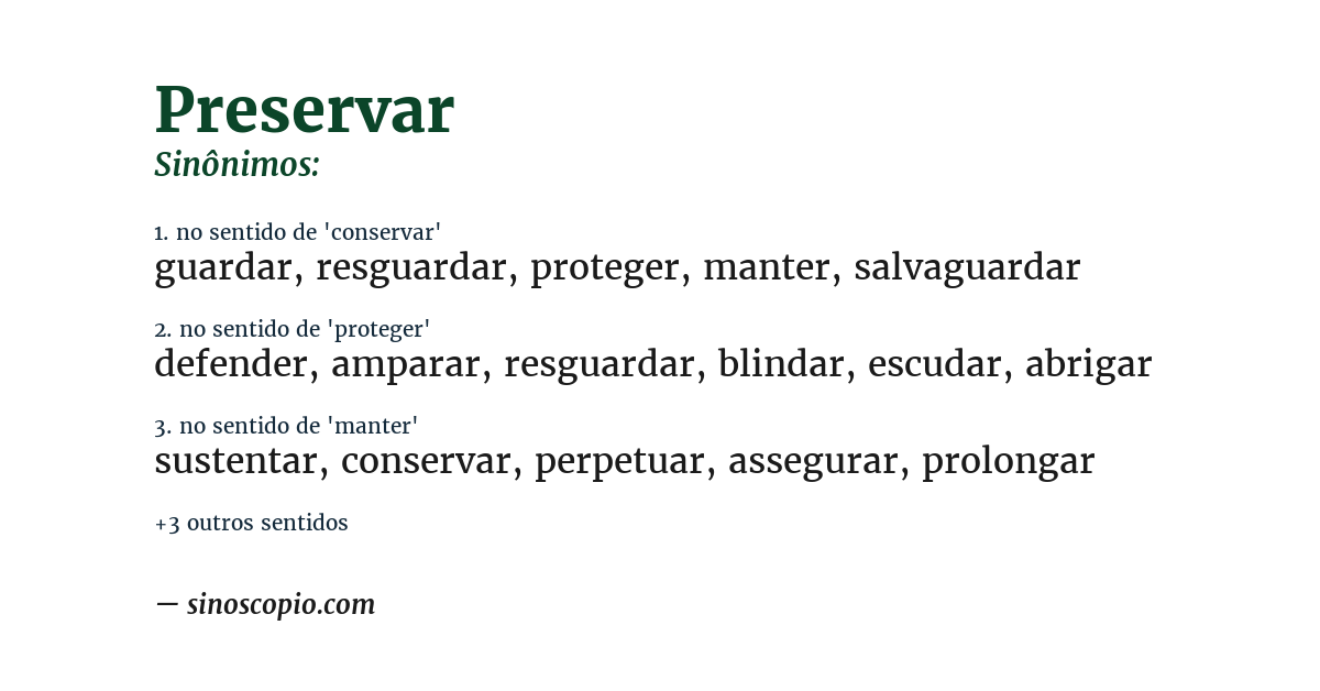 Sinônimo de preservar