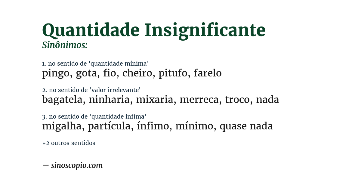 Sinônimo de quantidade insignificante