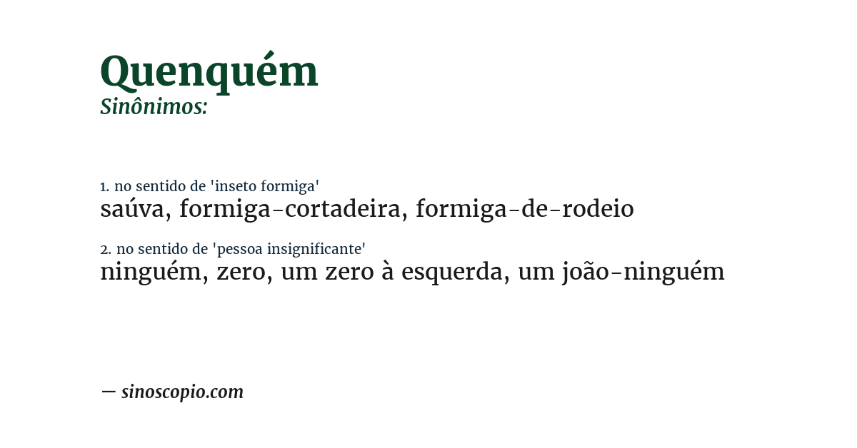 Sinônimo de quenquém