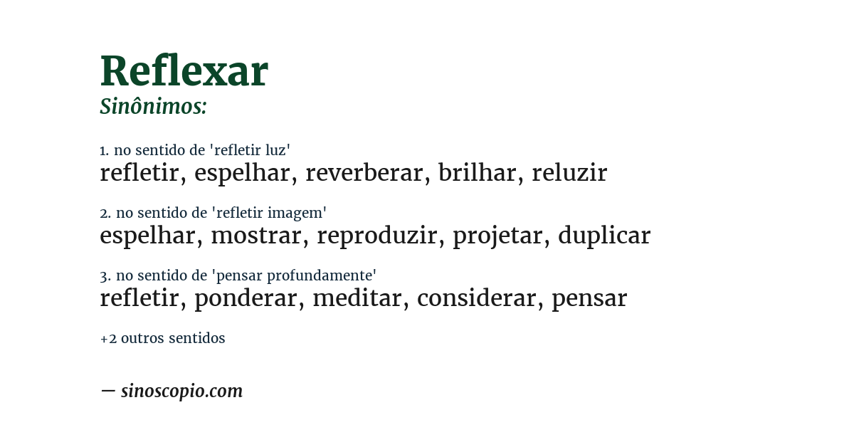 Sinônimo de reflexar