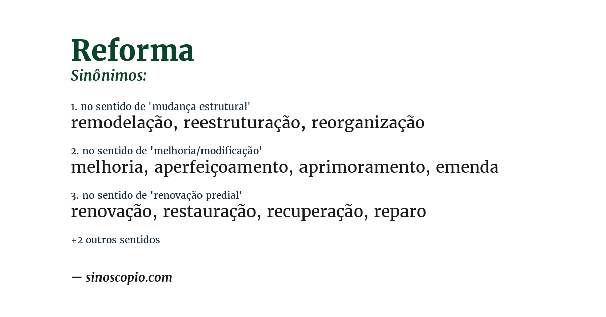 Sinônimo de reforma