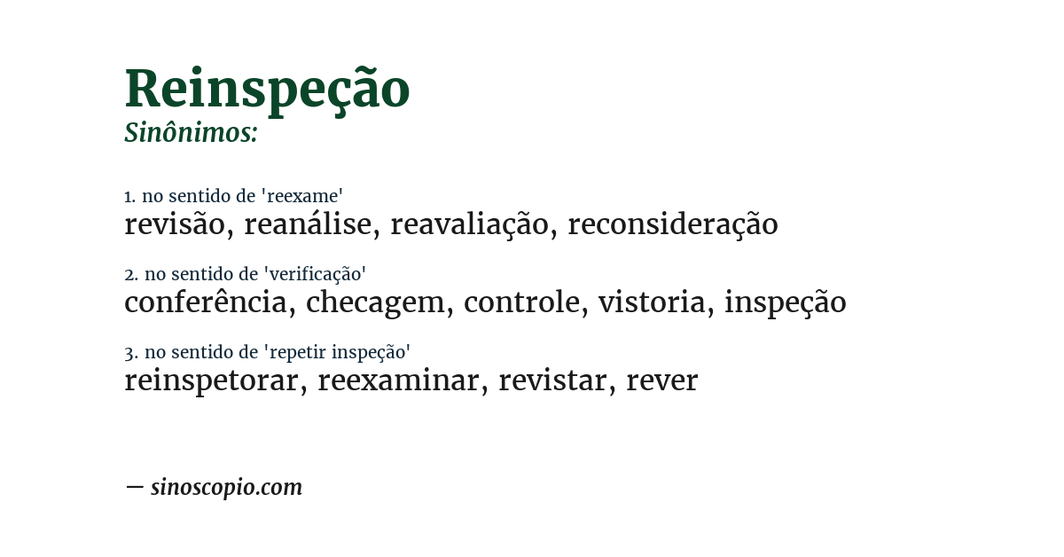 Sinônimo de reinspeção