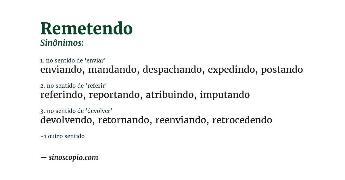 Sinônimo de remetendo
