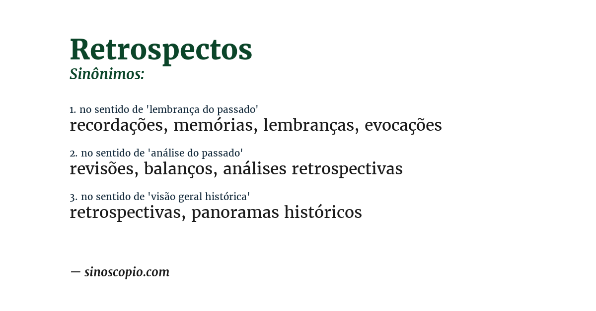 Sinônimo de retrospectos