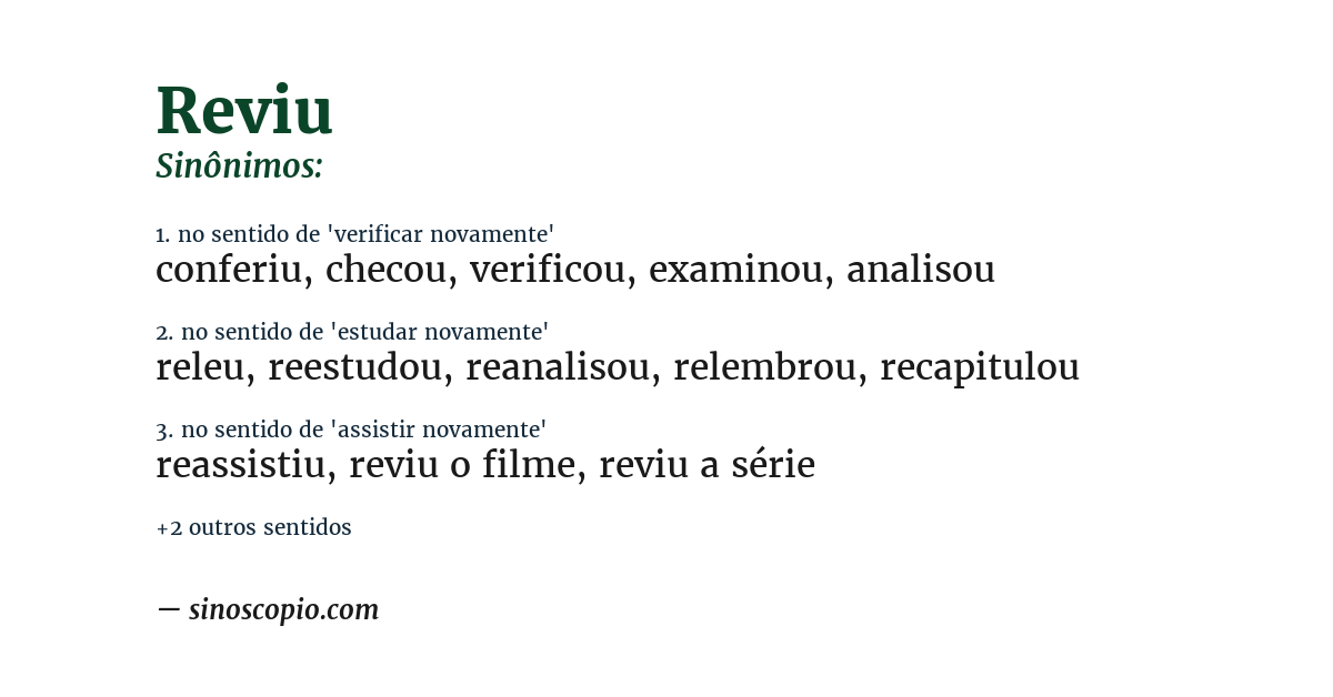 Sinônimo de reviu
