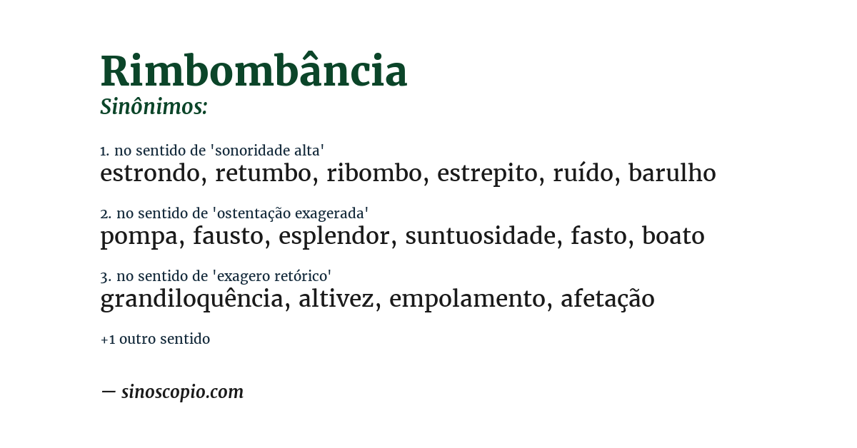 Sinônimo de rimbombância