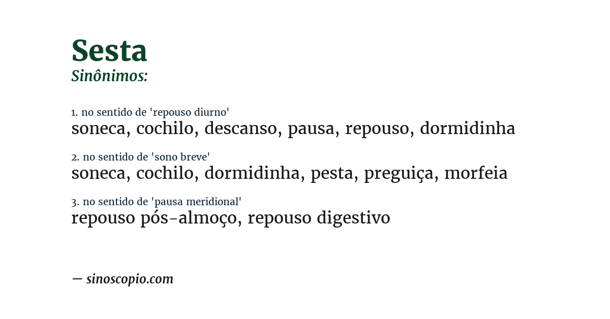 Sinônimo de sesta