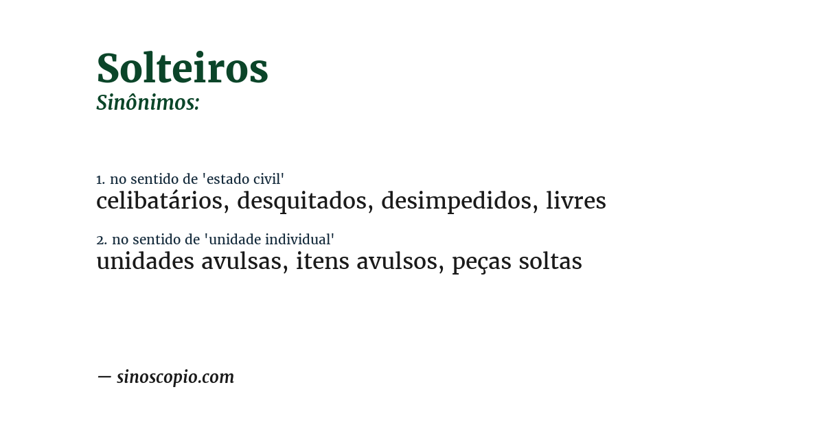 Sinônimo de solteiros