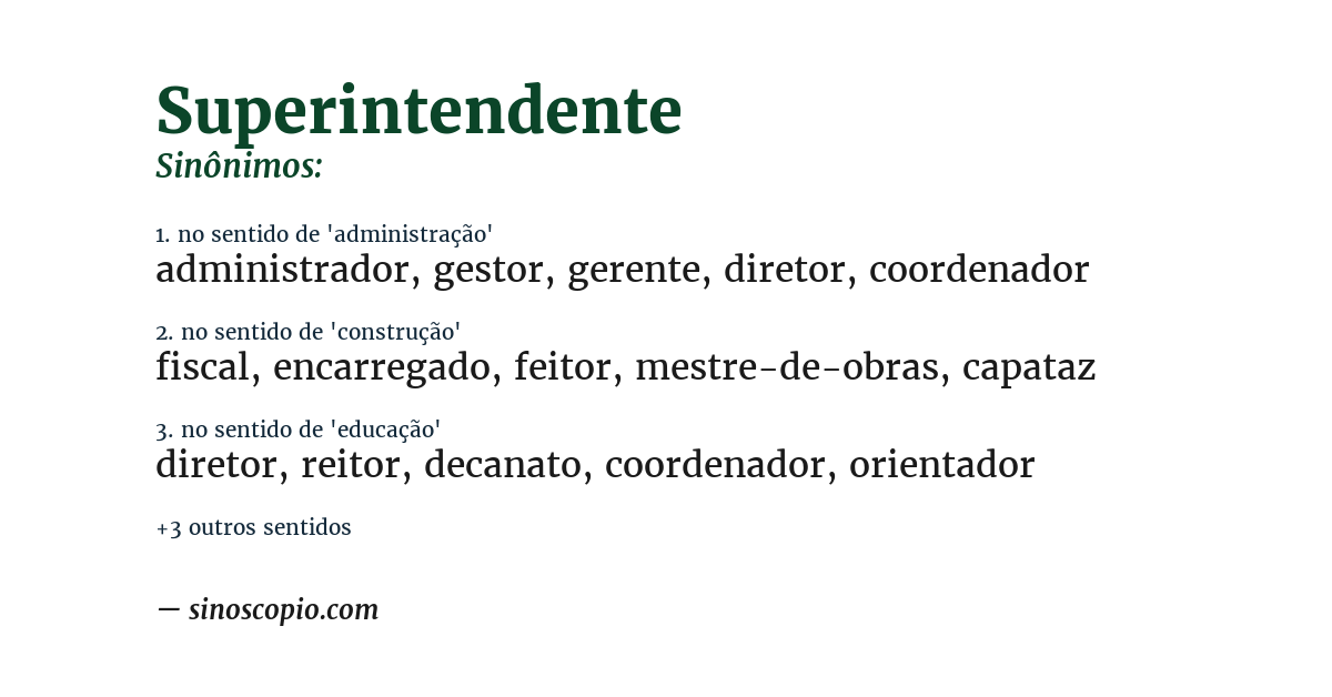 Sinônimo de superintendente