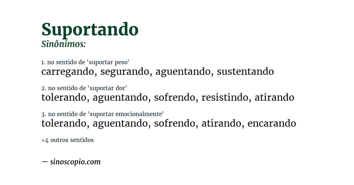 Sinônimo de suportando
