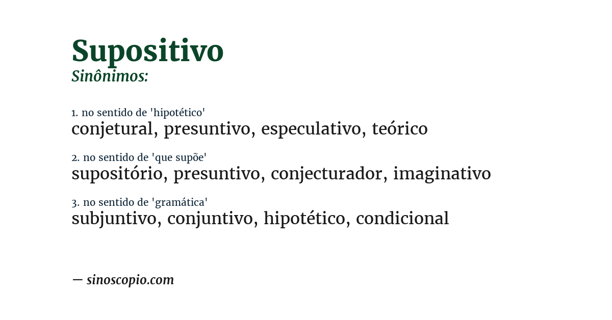 Sinônimo de supositivo