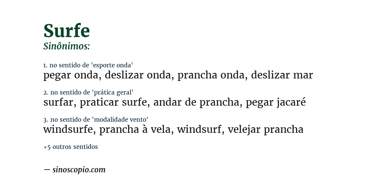 Sinônimo de surfe
