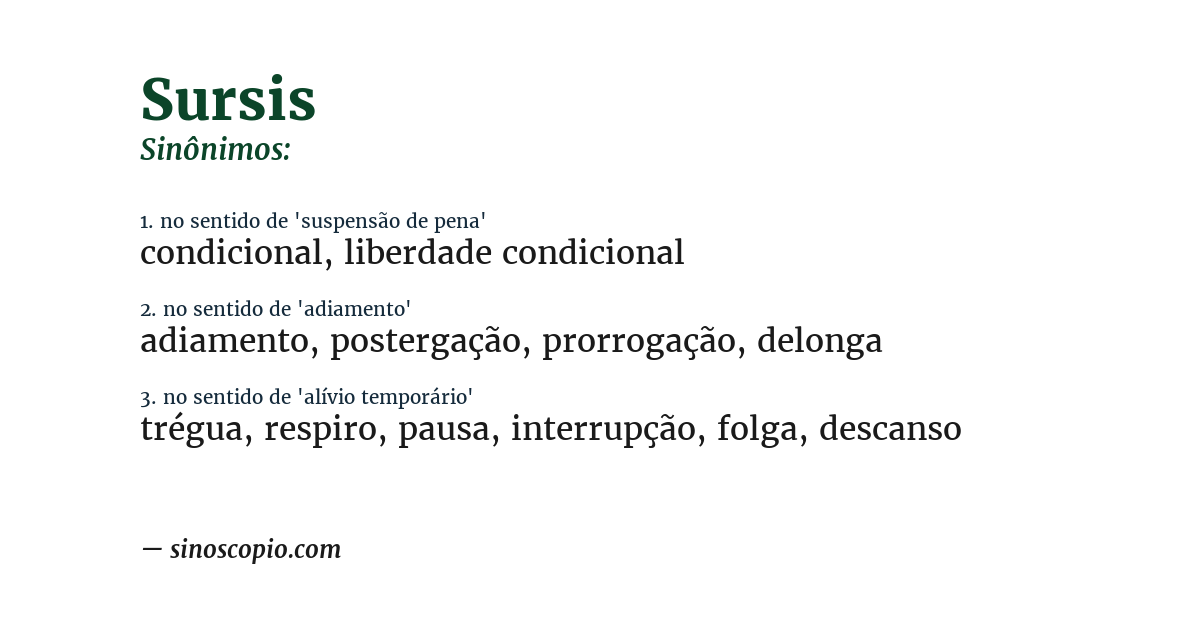 Sinônimo de sursis