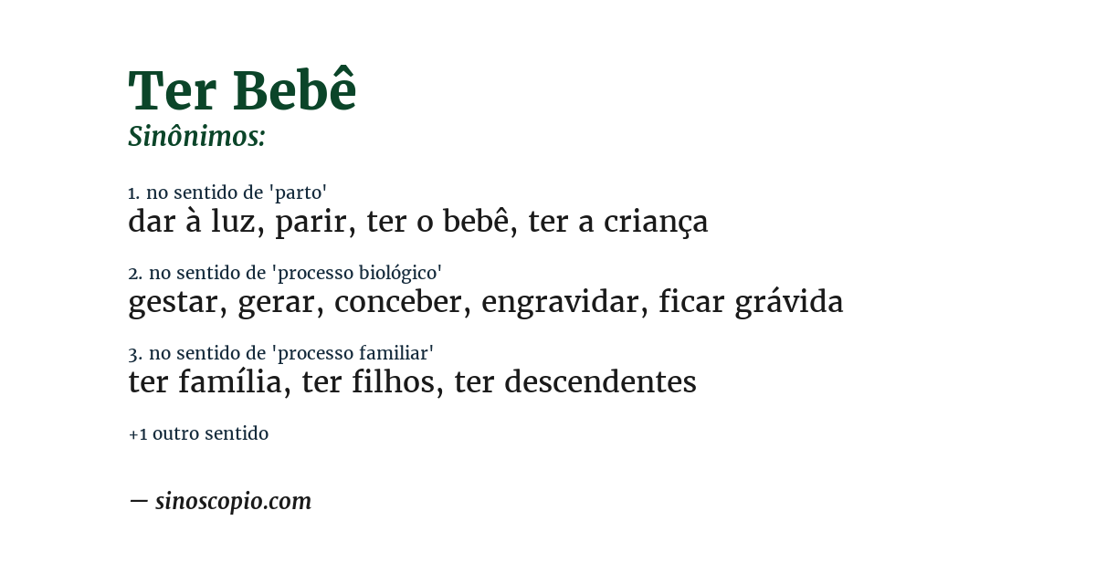 Sinônimo de ter bebê