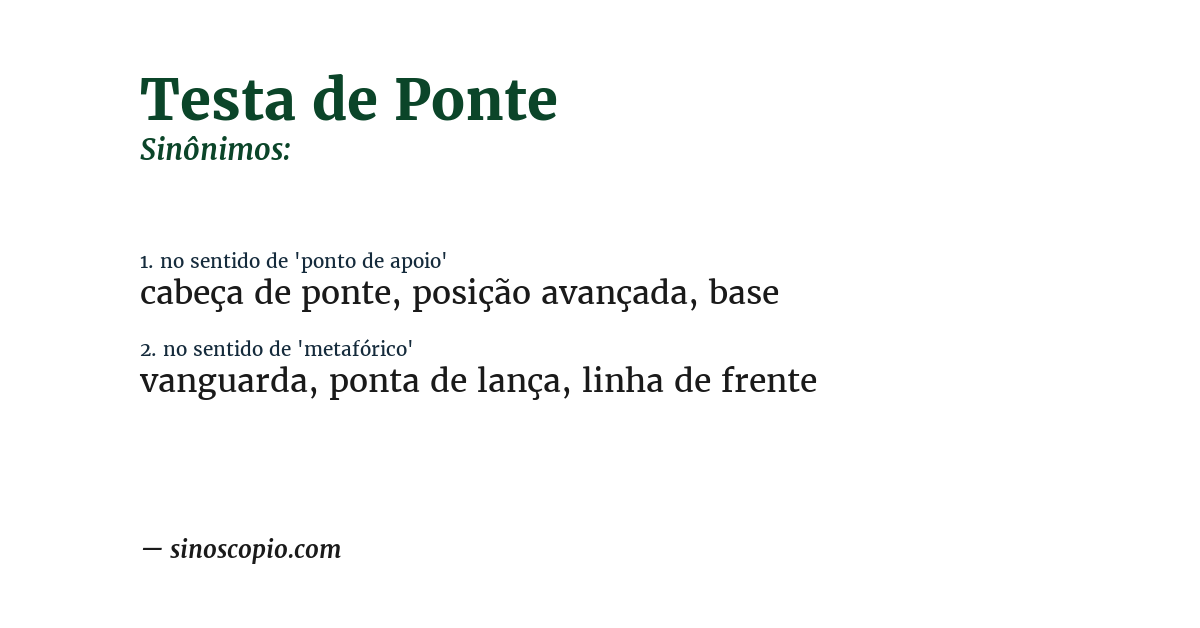Sinônimo de testa de ponte