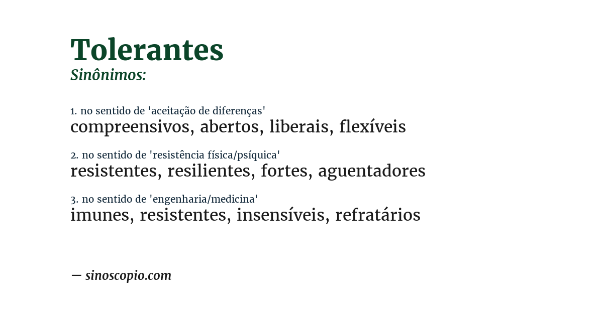 Sinônimo de tolerantes
