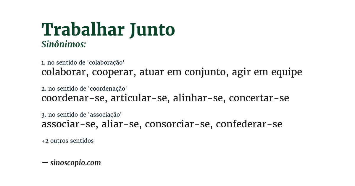 Sinônimo de trabalhar junto