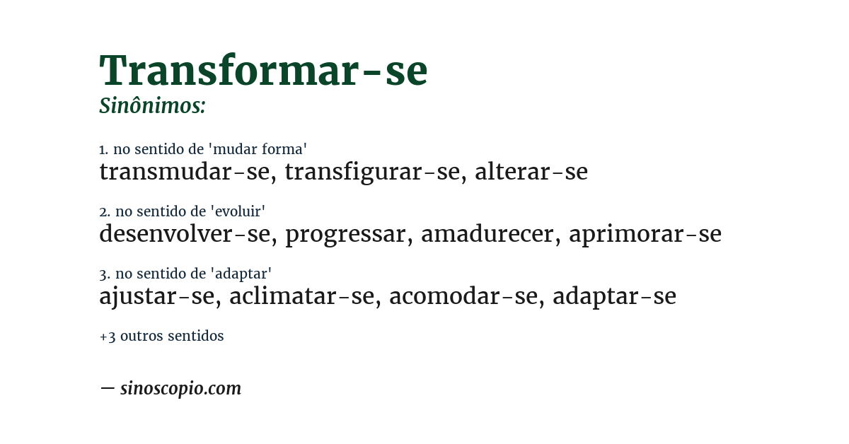 Sinônimo de transformar-se