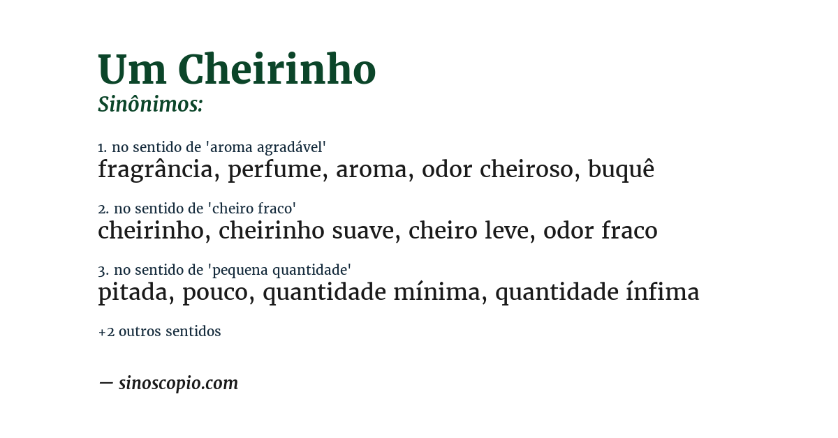 Sinônimo de um cheirinho