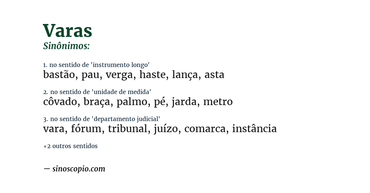 Sinônimo de varas
